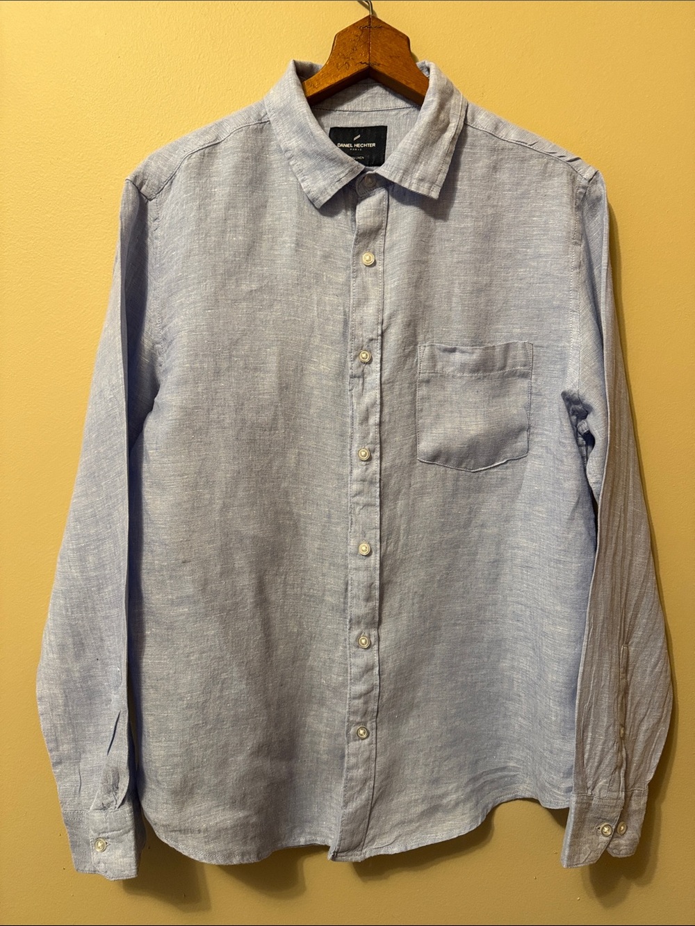 Daniel Hechter Pale Blue Casual Linen Button-Down Shirt